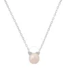 Kylie Harper Sterling Silver Kitty Cat Genuine Pearl Necklace In Silver Tone