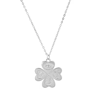 Kylie Harper Sterling Silver 'lucky Charm' Clover Cz Pendant Necklace