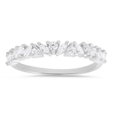 Kylie Harper Sterling Silver Marquise-cut Cz Band Ring