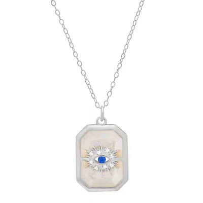 Kylie Harper Sterling Silver Mother Of Pearl & Cz Evil Eye Medallion Pendant