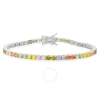 Kylie Harper Sterling Silver Multi-color Cubic Zirconia  Cz Tennis Bracelet - 7.25" In Silver-tone