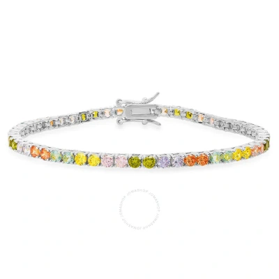 Kylie Harper Sterling Silver Multi-color Cubic Zirconia  Cz Tennis Bracelet - 7.25" In Silver-tone