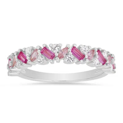 Kylie Harper Sterling Silver Multi Shape Pink Sapphire Ombre Band Ring In ["silver Tone"]
