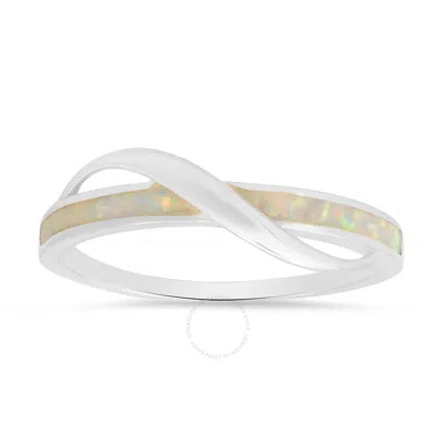 Kylie Harper Sterling Silver Opal Wave Ring In Silver Tone