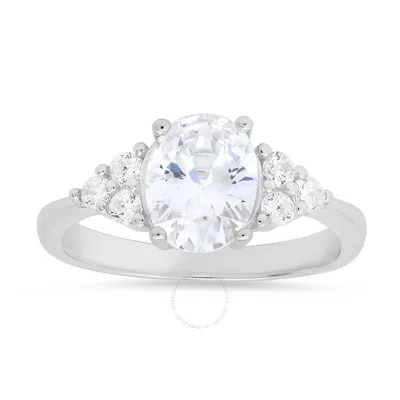 Kylie Harper Sterling Silver Oval-cut Cubic Zirconia  Cz Ring In Silver Tone