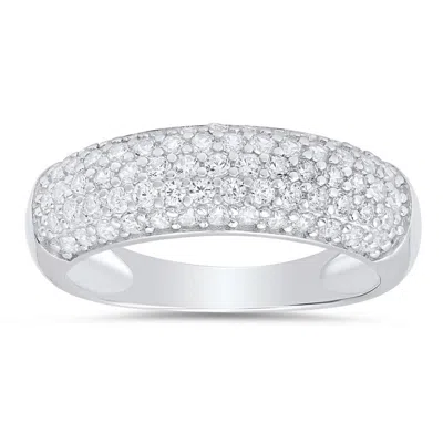 Kylie Harper Sterling Silver Pave Cz Band Ring In ["silver Tone"]