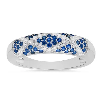 Kylie Harper Sterling Silver Pave Sapphire X Band Ring In ["silver Tone"]