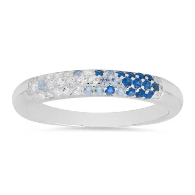 Kylie Harper Sterling Silver Petite Blue Sapphire Ombre Pave Cz Band Ring In ["silver Tone"]