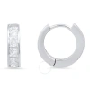 Kylie Harper Sterling Silver Petite Princess-cut Huggy Hoop Earrings In Silver-tone
