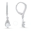 Kylie Harper Sterling Silver Petite Round-cut Cubic Zirconia  Cz Leverback Earrings In Silver-tone