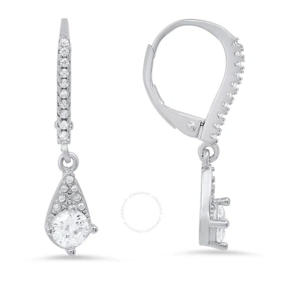 Kylie Harper Sterling Silver Petite Round-cut Cubic Zirconia  Cz Leverback Earrings In Silver-tone