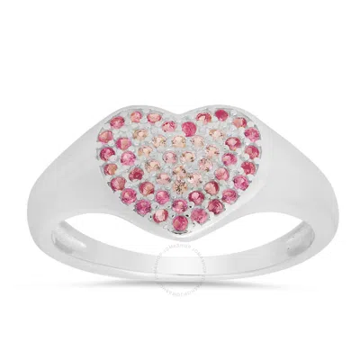 Kylie Harper Sterling Silver Pink Ombre Cz Heart Ring In Silver Tone