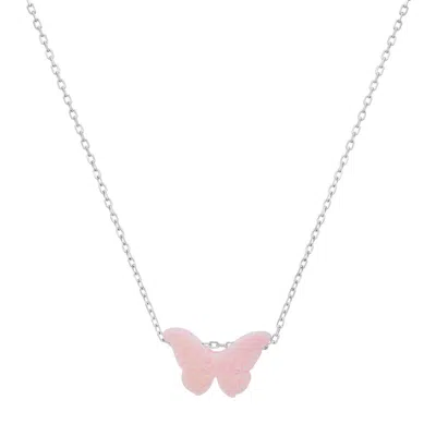 Kylie Harper Sterling Silver Pink Opal Butterfly Necklace In Silver-tone