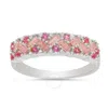Kylie Harper Sterling Silver Pink Sapphire Cz Ombre Baguette-cut Band Ring In Silver Tone