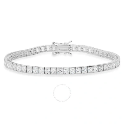 Kylie Harper Sterling Silver Princess-cut Cubic Zirconia  Cz Tennis Bracelet - 7.25" In Silver-tone