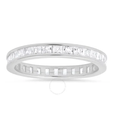 Kylie Harper Sterling Silver Princess-cut Cz Eternity Band Ring In Silver Tone