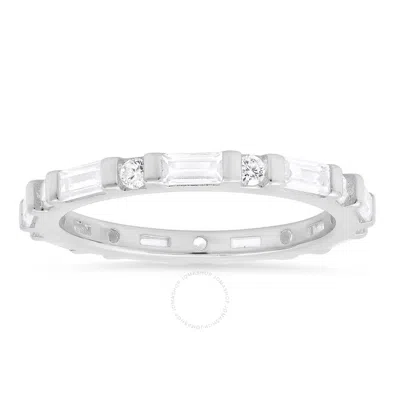 Kylie Harper Sterling Silver Round & Baguette-cut Cz Stackable Eternity Band Ring In Silver Tone