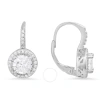 KYLIE HARPER KYLIE HARPER STERLING SILVER ROUND-CUT CUBIC ZIRCONIA  CZ HALO LEVERBACK EARRINGS