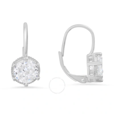 Kylie Harper Sterling Silver Round-cut Cubic Zirconia  Cz Leverback Earrings In Silver-tone