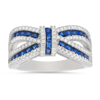 Kylie Harper Sterling Silver Sapphire Cz Love Knot Ring In ["silver Tone"]