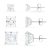 KYLIE HARPER KYLIE HARPER STERLING SILVER SET OF 3 PRINCESS-CUT CUBIC ZIRCONIA  CZ EARRING SET