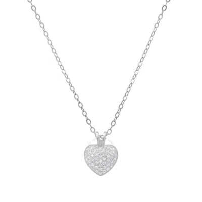 Kylie Harper Sterling Silver Tiny Puffed Cz Heart Pendant In Silver Tone