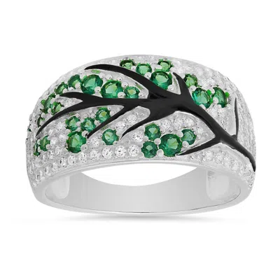 Kylie Harper Sterling Silver Tree Of Life Statement Cz Ring In ["silver Tone"]