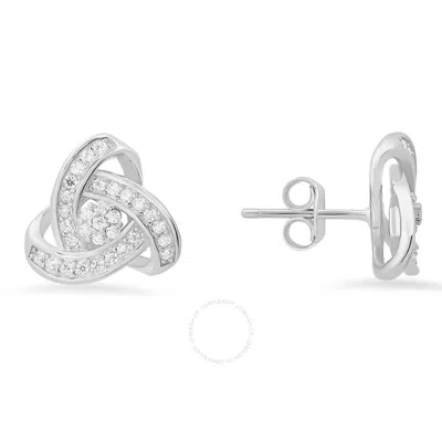 Kylie Harper Sterling Silver Trinity Love Knot Cz Stud Earrings In Silver Tone