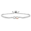 Kylie Harper Sterling Silver Two-tone "love" Infinity Cubic Zirconia  Cz Adjustable Bracelet In Silver-tone