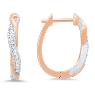 Kylie Harper Sterling Silver Two-tone Cz Swirl Hoop Earrings