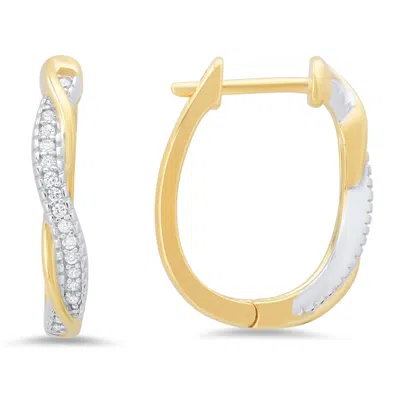 Kylie Harper Sterling Silver Two-tone Cz Swirl Hoop Earrings