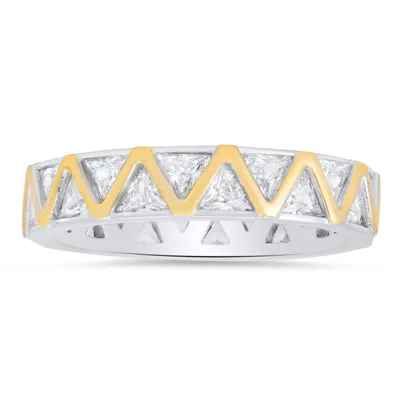 Kylie Harper Sterling Silver Two-tone Trillion-cut Cz Eternity Band Ring In ["two Tone"]
