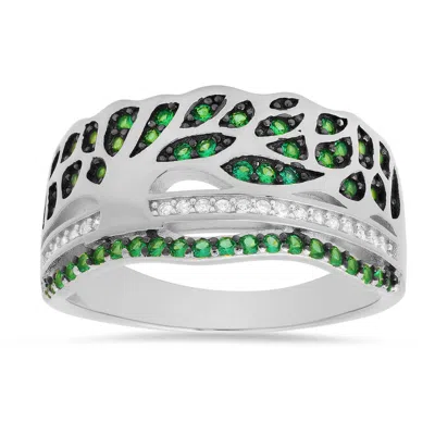 Kylie Harper Sterling Silver Vintage Cz Tree Of Life Ring In ["silver Tone"]