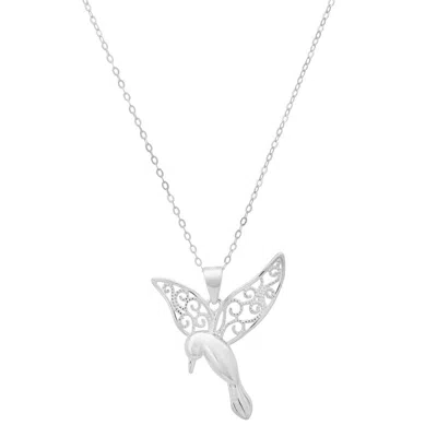 Kylie Harper Sterling Silver Vintage Filigree Hummingbird Pendant Necklace