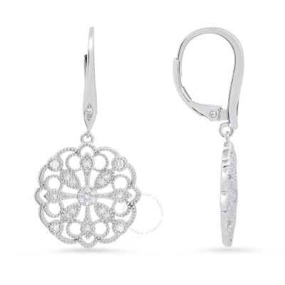 Kylie Harper Sterling Silver Vintage Floral Cubic Zirconia  Cz Leverback Earrings In Silver-tone