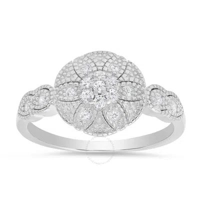 Kylie Harper Sterling Silver Vintage Floral Ring In Silver Tone