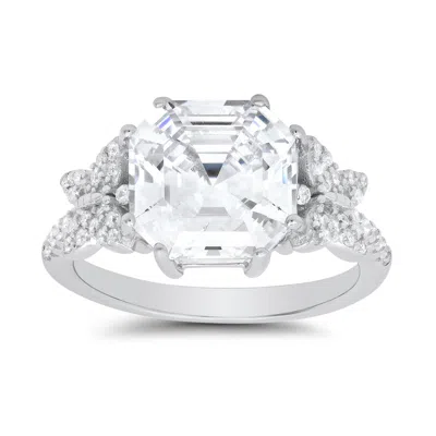 Kylie Harper Women's Asscher Cut Diamond Cz Butterfly Ring In Sterling Silver