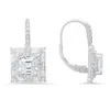 Kylie Harper Women's Asscher Cut Halo Diamond Cz Leverback Earrings In Sterling Silver In Metallic