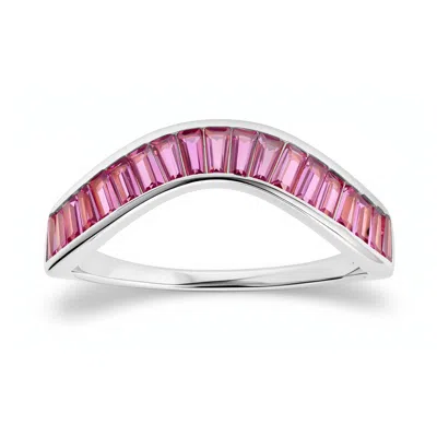Kylie Harper Women's Baguette-cut Pink Swirl Band Ring In Sterling Silver