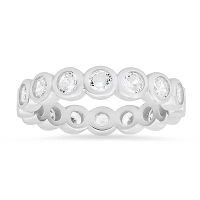 Kylie Harper Women's Bezel-set Diamond Cz Eternity Band Ring In Sterling Silver In White