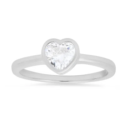 Kylie Harper Women's Bezel Set Diamond Cz Heart Ring In Sterling Silver