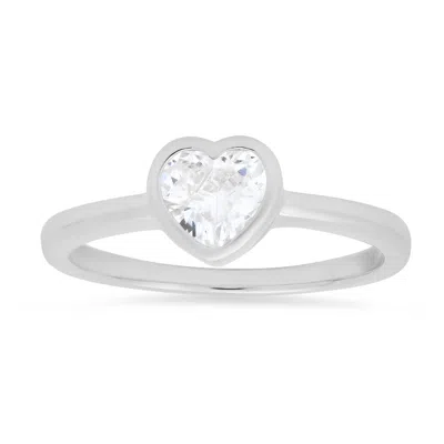 Kylie Harper Women's Bezel Set Diamond Cz Heart Ring In Sterling Silver In Metallic