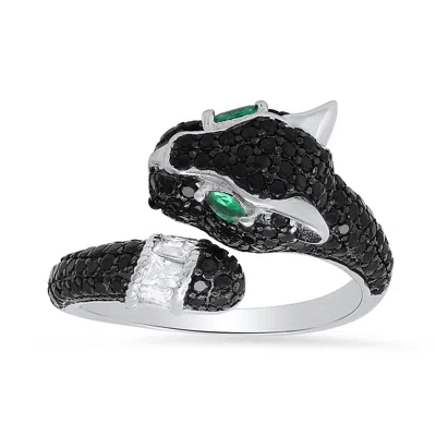 Kylie Harper Women's Black Panther Diamond Cz Statement Ring