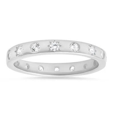 Kylie Harper Women's Celestial Diamond Cz Stackable Eternity Band Ring In Sterling Silver