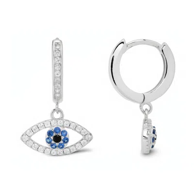 Kylie Harper Women's Dangling Evil Eye Hoop Earrings In Sterling Silver In Multi
