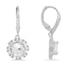 Kylie Harper Women's Dangling Round Cut Halo Diamond Cz Leverback Earrings In Sterling Silver In Metallic