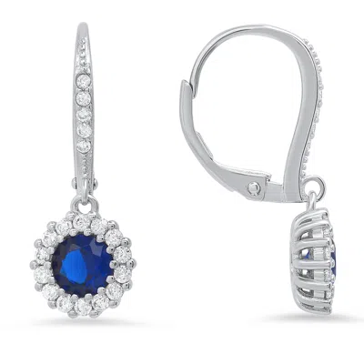 Kylie Harper Women's Dangling Sapphire Halo Leverback Earrings In Sterling Silver In Metallic