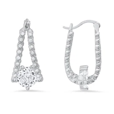 Kylie Harper Women's Diamond Cz Capture Hoop Earrings In Sterling Silver