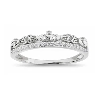 Kylie Harper Women's Diamond Cz Claddagh Band Ring In Sterling Silver