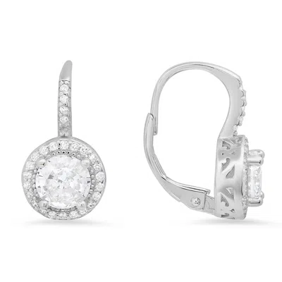 Kylie Harper Women's Diamond Cz Halo Filigree Leverback Earrings In Sterling Silver